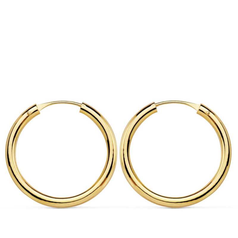 18K AROS ORO AMARILLO REDONDOS LISOS LIGEROS 20X2 MM