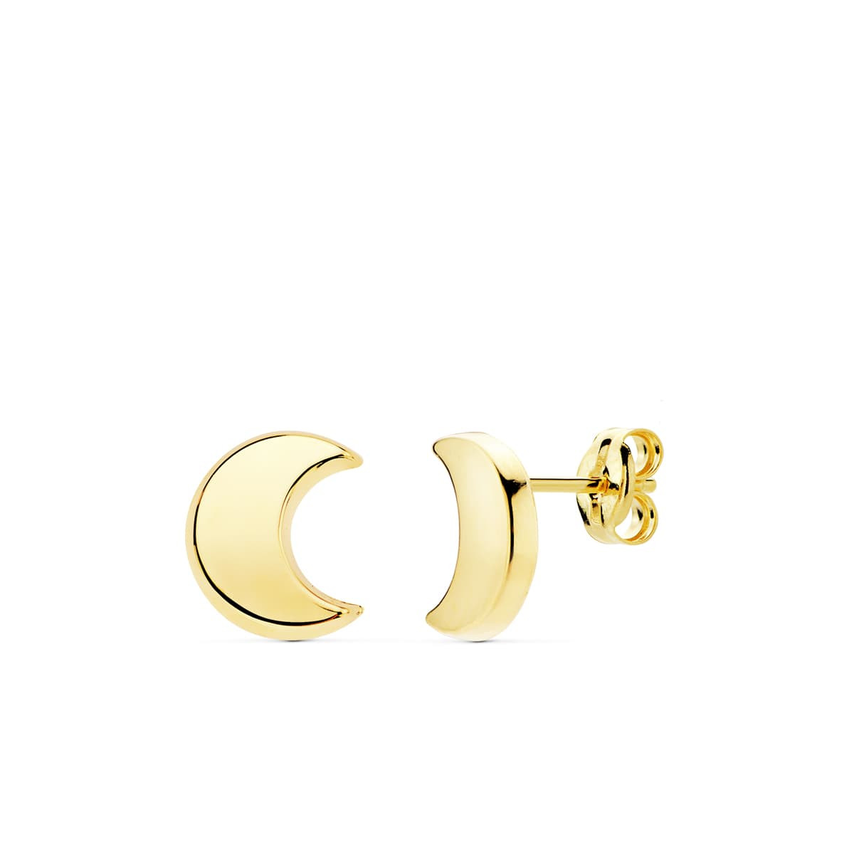 18K PENDIENTES MEDIA LUNA LISA 9X8 MM