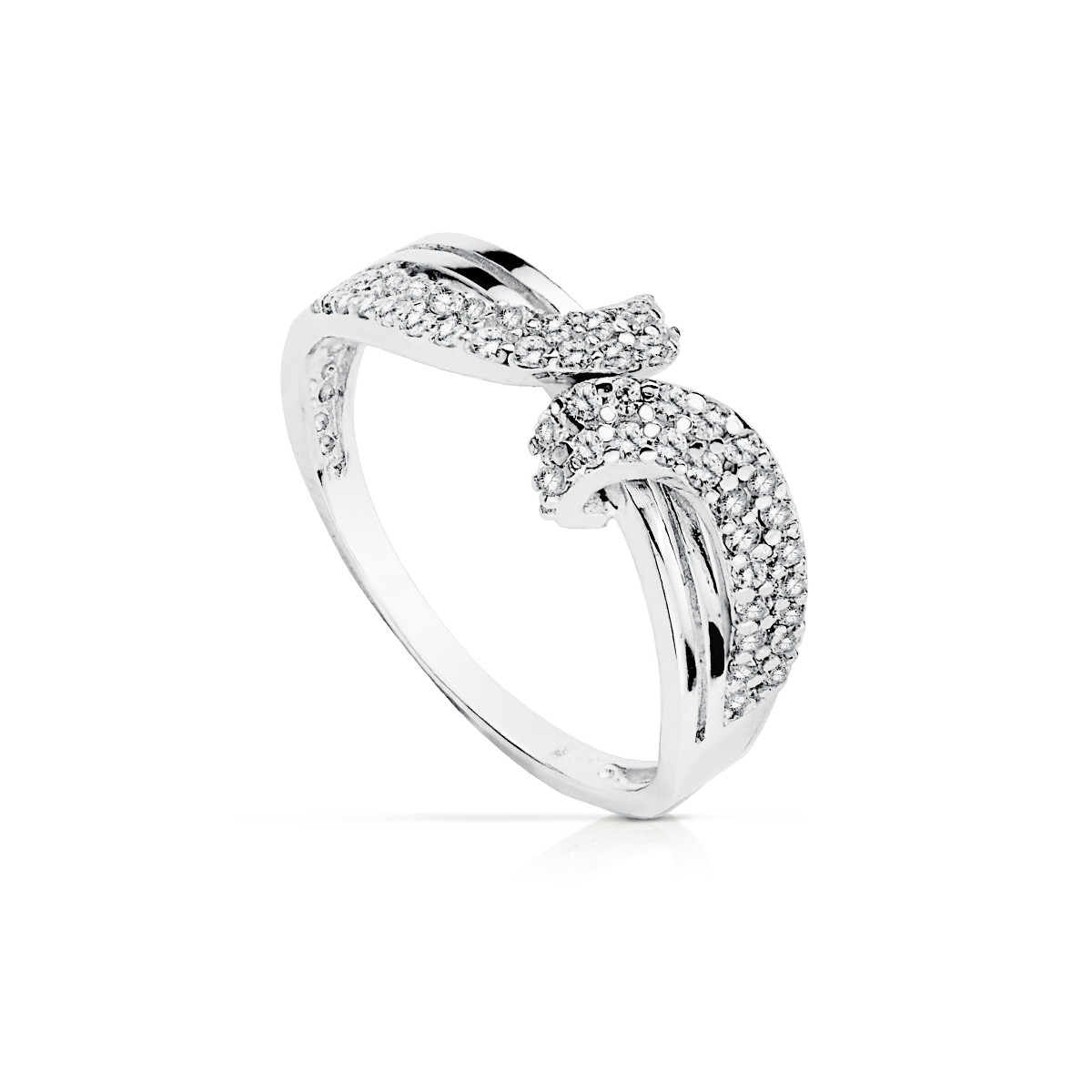 18K SORTIJA ORO BLANCO LAZO CON CIRCONITAS. ANCHO: 7 MM