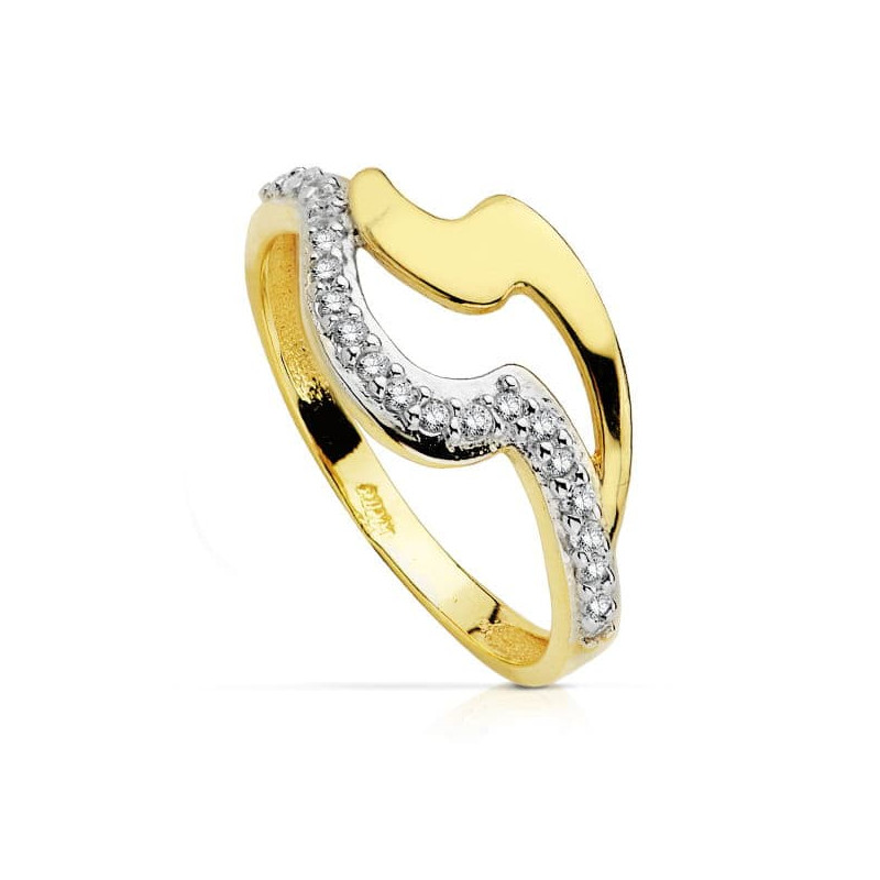18K SORTIJA ORO BICOLOR CON CIRCONITA. ANCHO: 9,5 MM