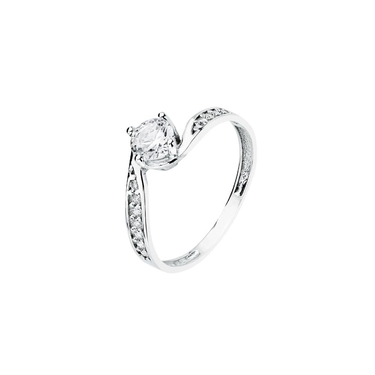18K SOLITARIO ORO BLANCO CUERPO DE CIRCONITA Y 4 GARRAS CON CIRCONITA DE 5 MM