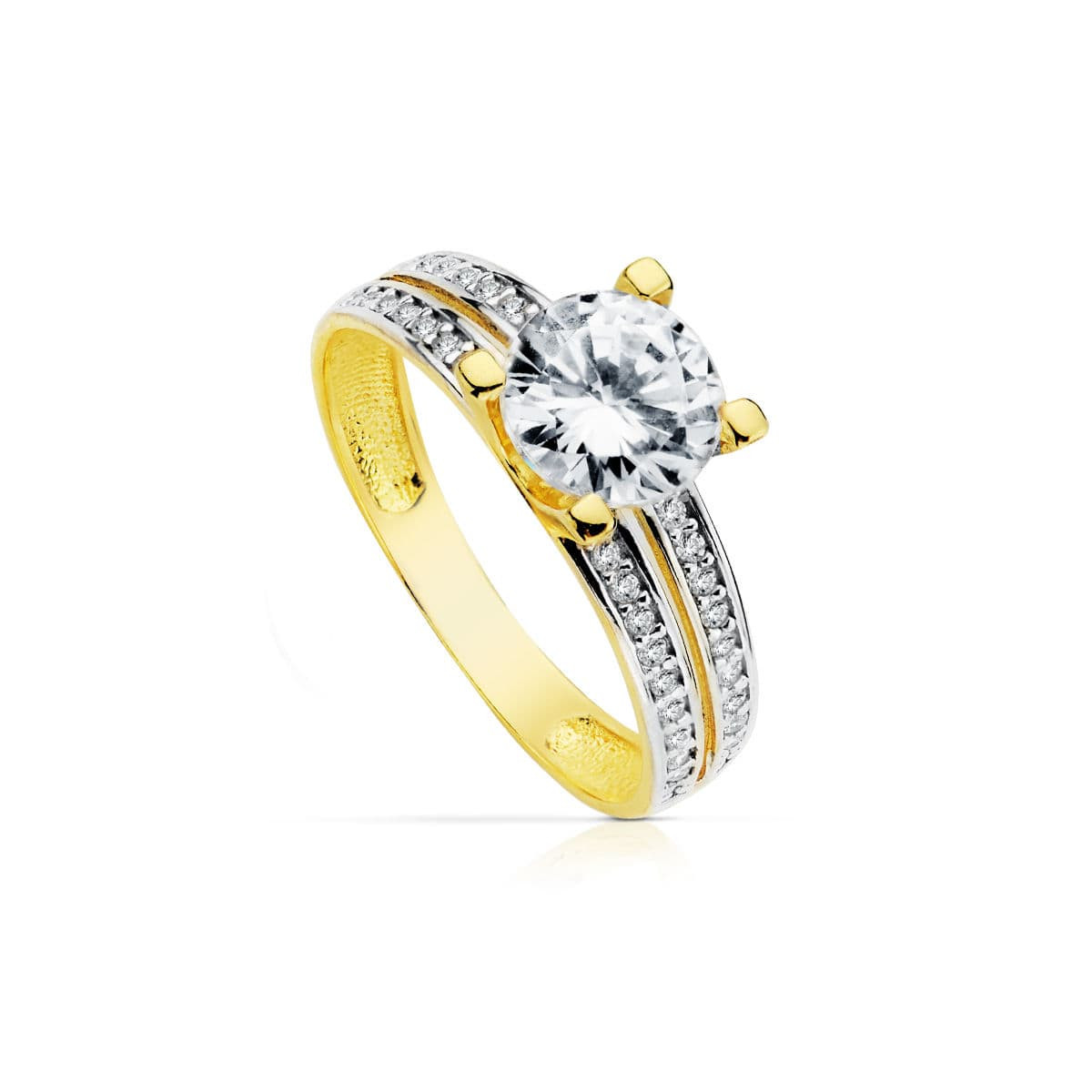 18K SOLITARIO 7 MM ORO BICOLOR CIRCONITAS