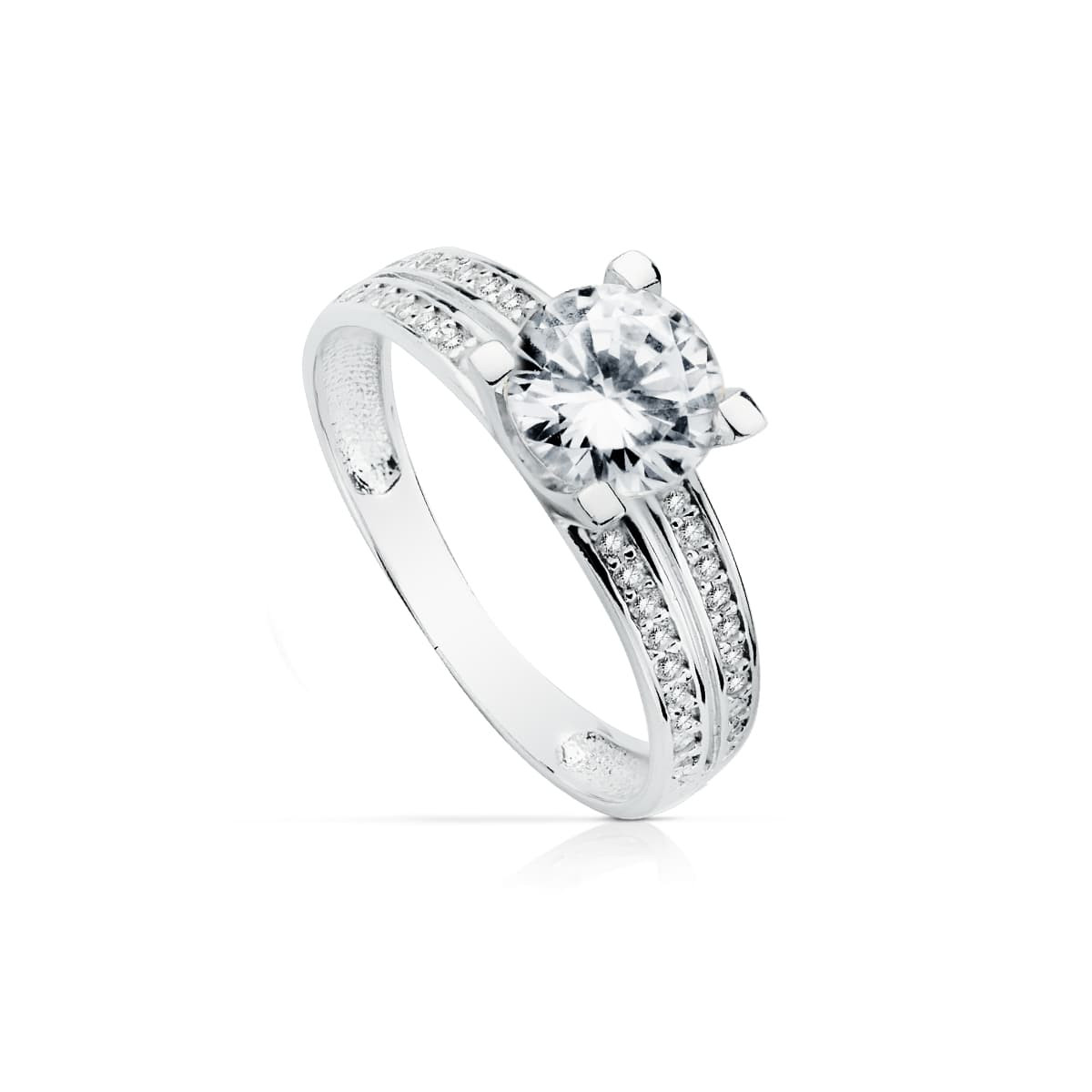 18K SOLITARIO 7 MM ORO BLANCO CIRCONITAS