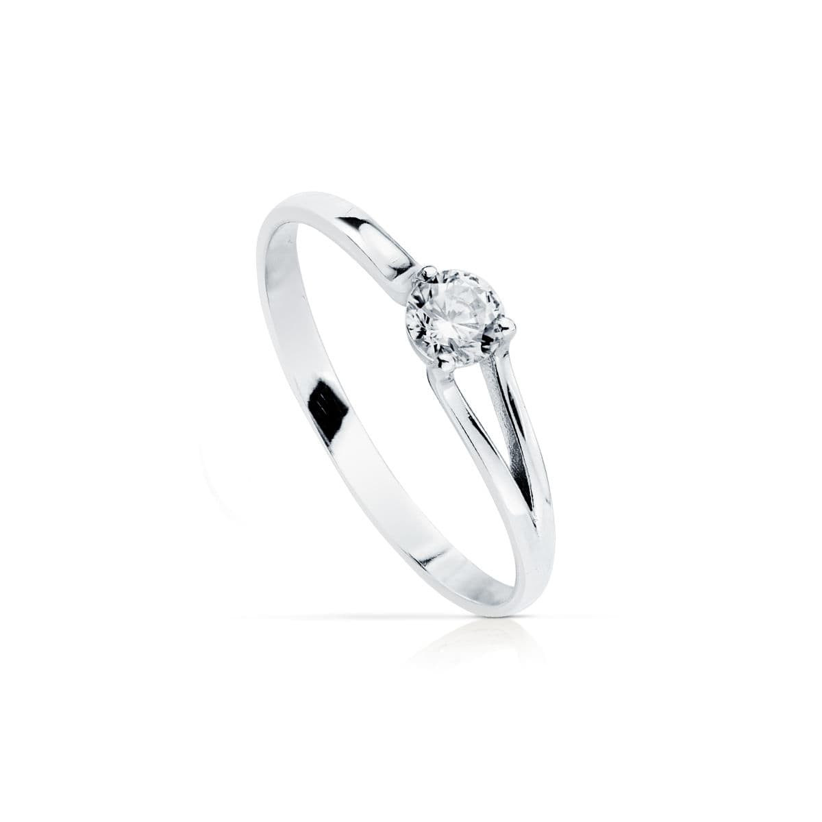 18K SOLITARIO ORO BLANCO CON CIRCONITA DE 4 MM