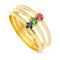 18K SORTIJA ORO AMARILLO TRIPLE CUERPO CON CIRCONITA DE COLORES 18K SORTIJA ORO AMARILLO TRIPLE CUERPO CON CIRCONITA DE COLORES