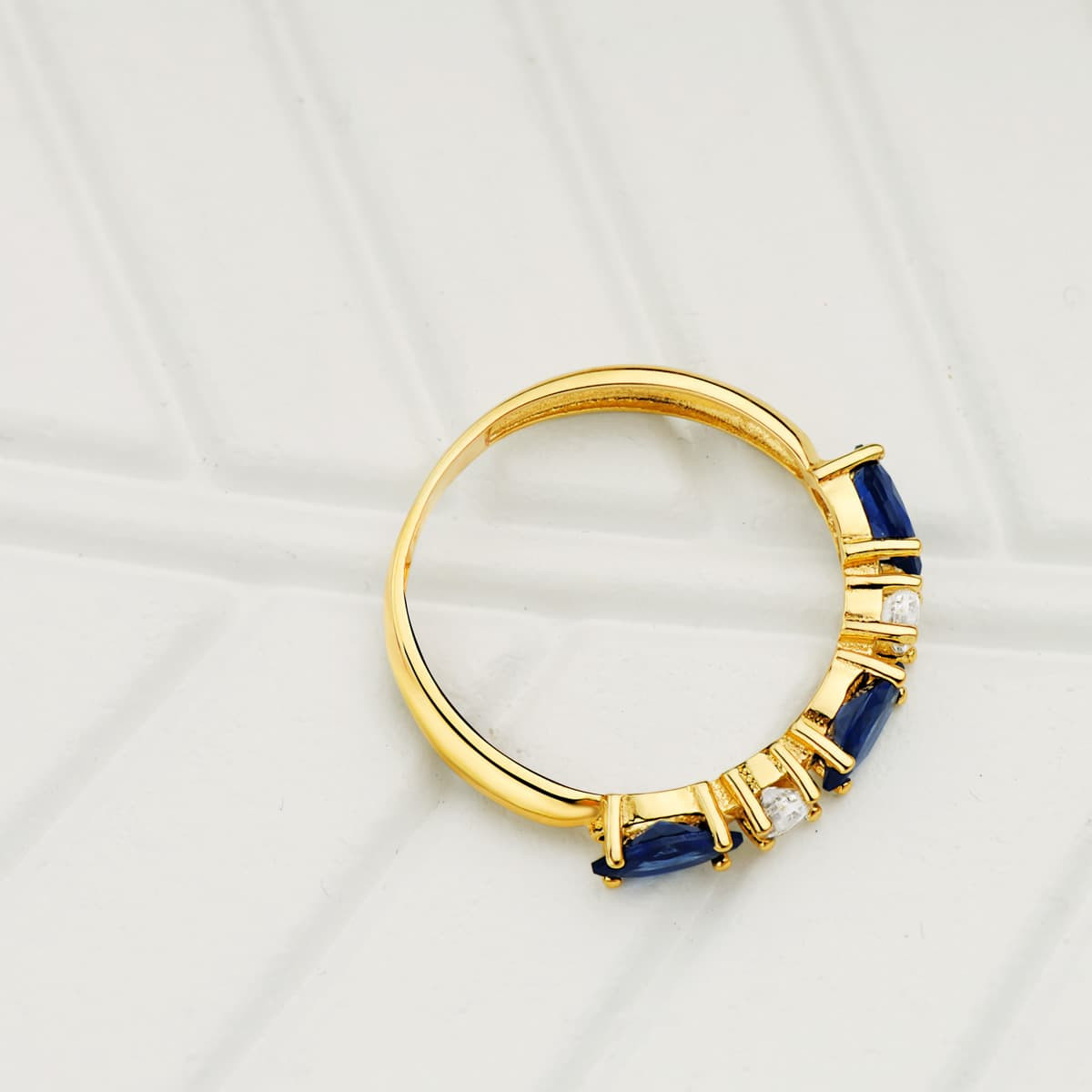 18K SORTIJA ORO AMARILLO 3 CIRCONITA VERDES TALLA MARQUISE ANCHO 3 MM