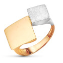 18K SORTIJA ORO BICOLOR MATE Y BRILLO CON MOTIVO DE ROMBOS. ANCHO: 19 MM