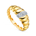 18K SORTIJA ORO AMARILLO CROISSANT GALLONES MOTIVO CON CIRCONITAS. ANCHO: 7.5 MM 18K SORTIJA ORO AMARILLO CROISSANT GALLONES MOTIVO CON CIRCONITAS. ANCHO: 7.5 MM