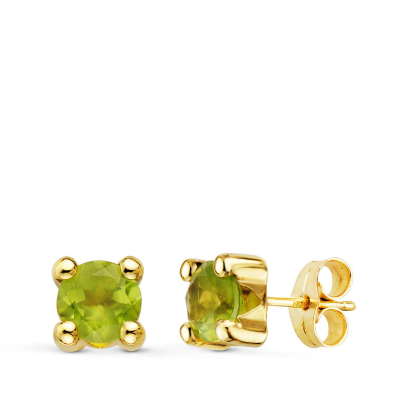 18K PENDIENTES GARRA ORO AMARILLO OLIVINA 1.86 QT PRESION