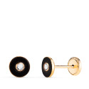 18K PENDIENTES ORO AMARILLO REDONDOS ONIX CON CIRCONITA. MEDIDA: 5,5MM. CIERRE TUERCA