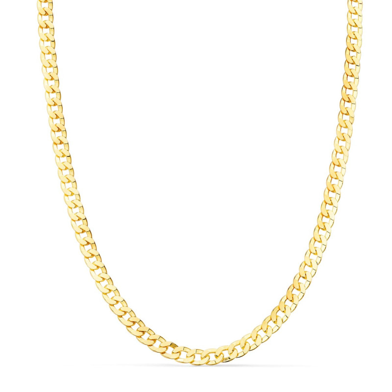 18K CADENA ORO AMARILLO MACIZA BARBADA LARGO 60CM ANCHO 3.75 MM