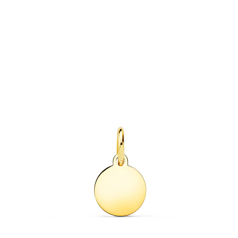 18K PLACA CHAPA DISCO ORO AMARILLO LISO EN BRILLO 8 MM
