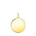 18K PLACA CHAPA DISCO ORO AMARILLO LISO EN BRILLO 16 MM