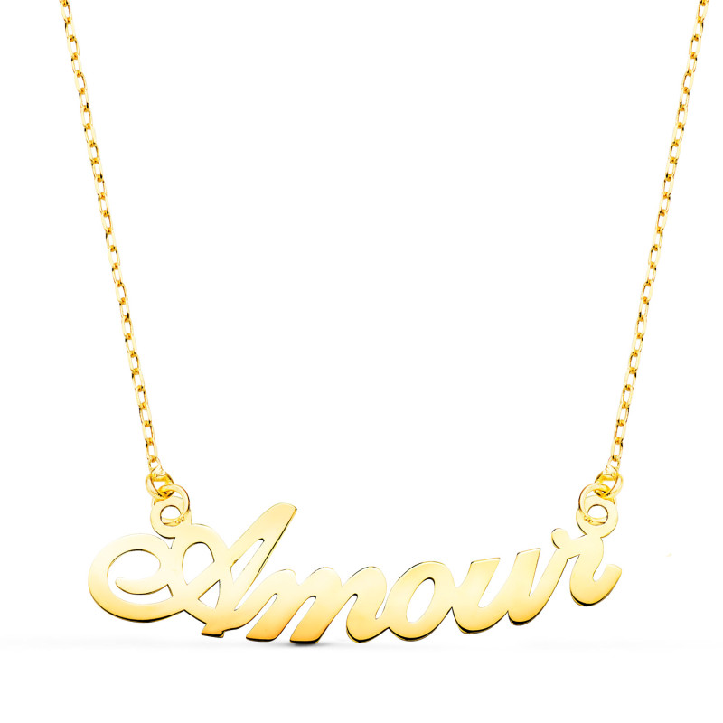 18K GARGANTILLA ORO AMARILLO LETRA AMOUR ANCHO: 30MM CADENA 42,5 2,5 CM C. AMOR