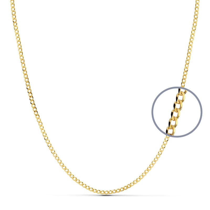18K CADENA ORO AMARILLO BARBADA MACIZA 50CM ANCHO 2 MM
