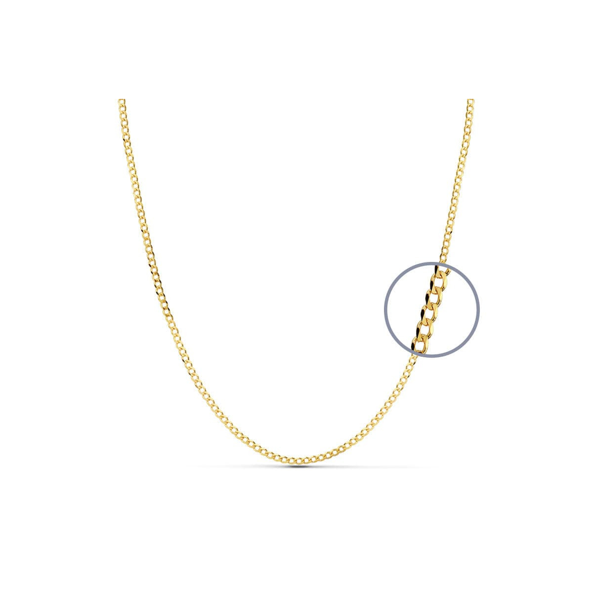 18K CADENA ORO AMARILLO BARBADA 60CM MACIZA 2 MM