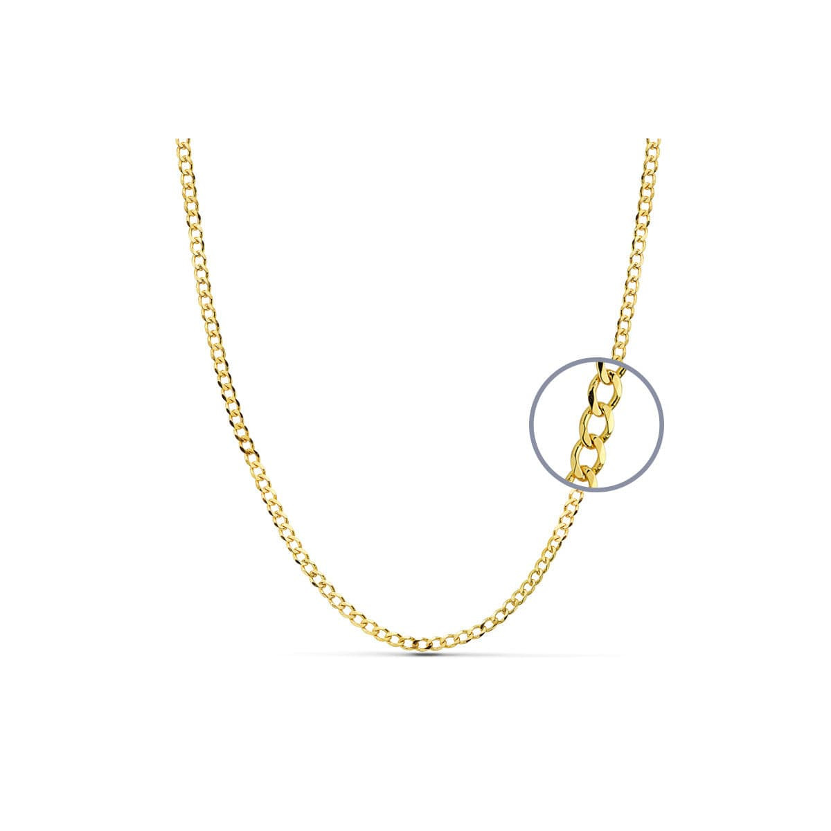 18K CADENA ORO AMARILLO BARBADA 50CM MACIZA 3MM