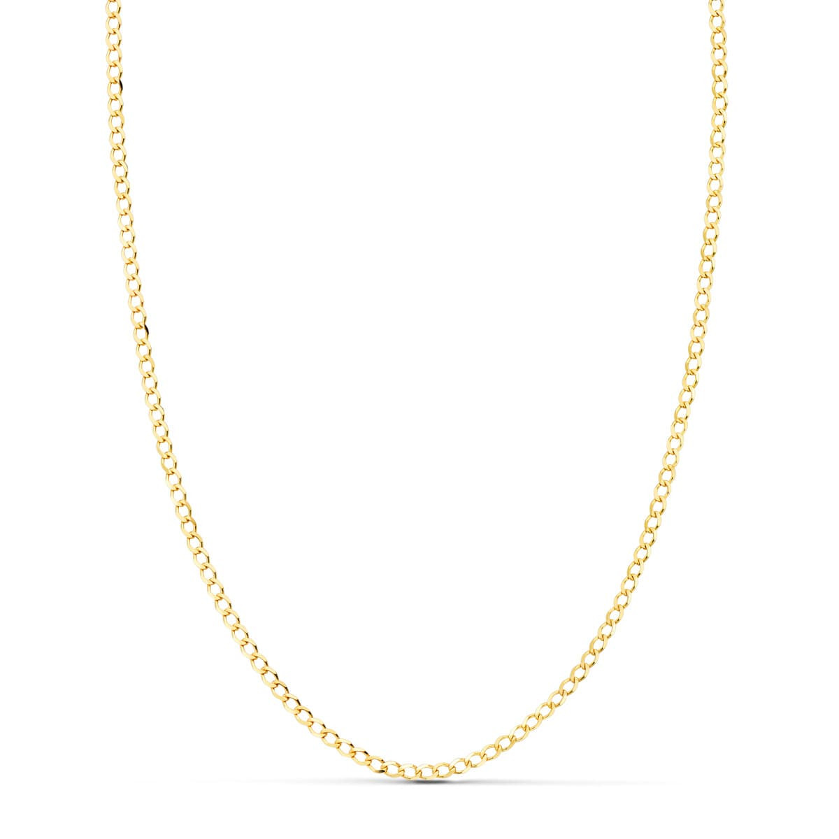 18K CADENA ORO AMARILLO BARBADA MACIZA LARGO 60CM ANCHO 1.5 MM