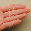 18K CADENA ORO AMARILLO BARBADA MACIZA LARGO 60CM ANCHO 1.5 MM