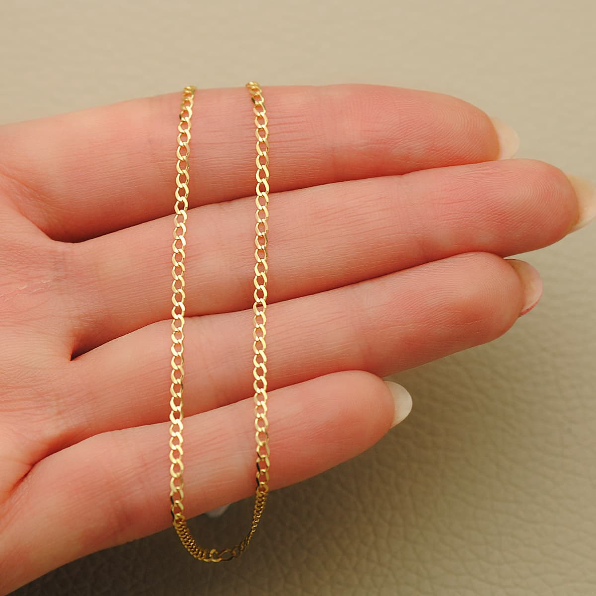 18K CADENA ORO AMARILLO BARBADA MACIZA LARGO 60CM ANCHO 1.5 MM