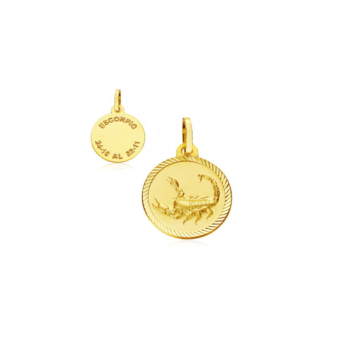 18K PLACA HOROSCOPO ORO AMARILLO ESCORPIO 16 MM