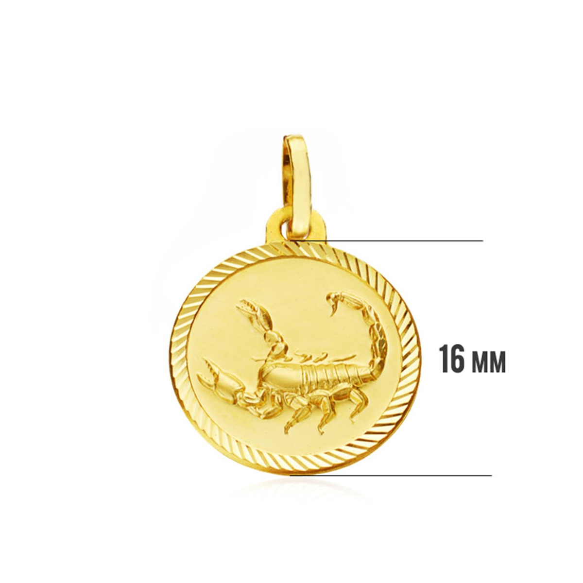 18K PLACA HOROSCOPO ORO AMARILLO ESCORPIO 16 MM