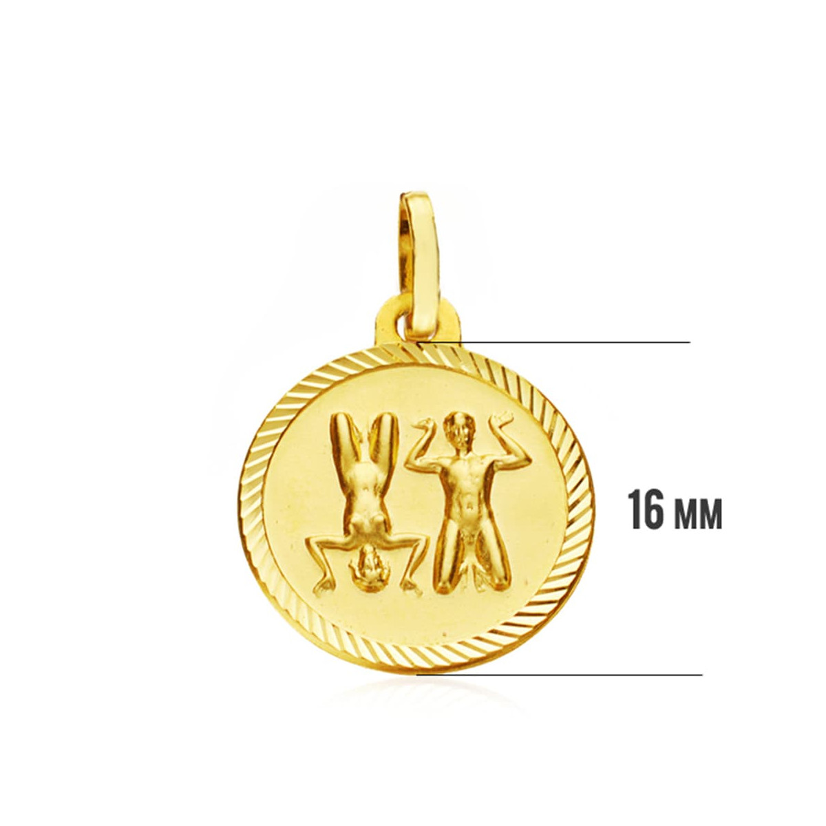 18K PLACA HOROSCOPO ORO AMARILLO GEMINIS 16 MM