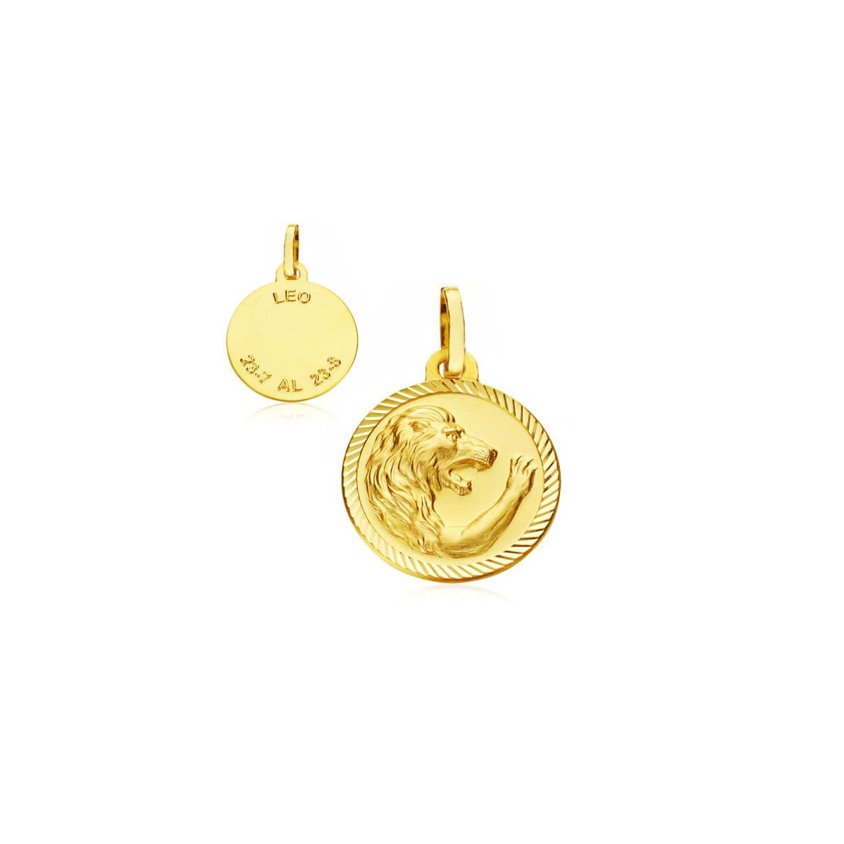 18K PLACA HOROSCOPO ORO AMARILLO LEO 16 MM