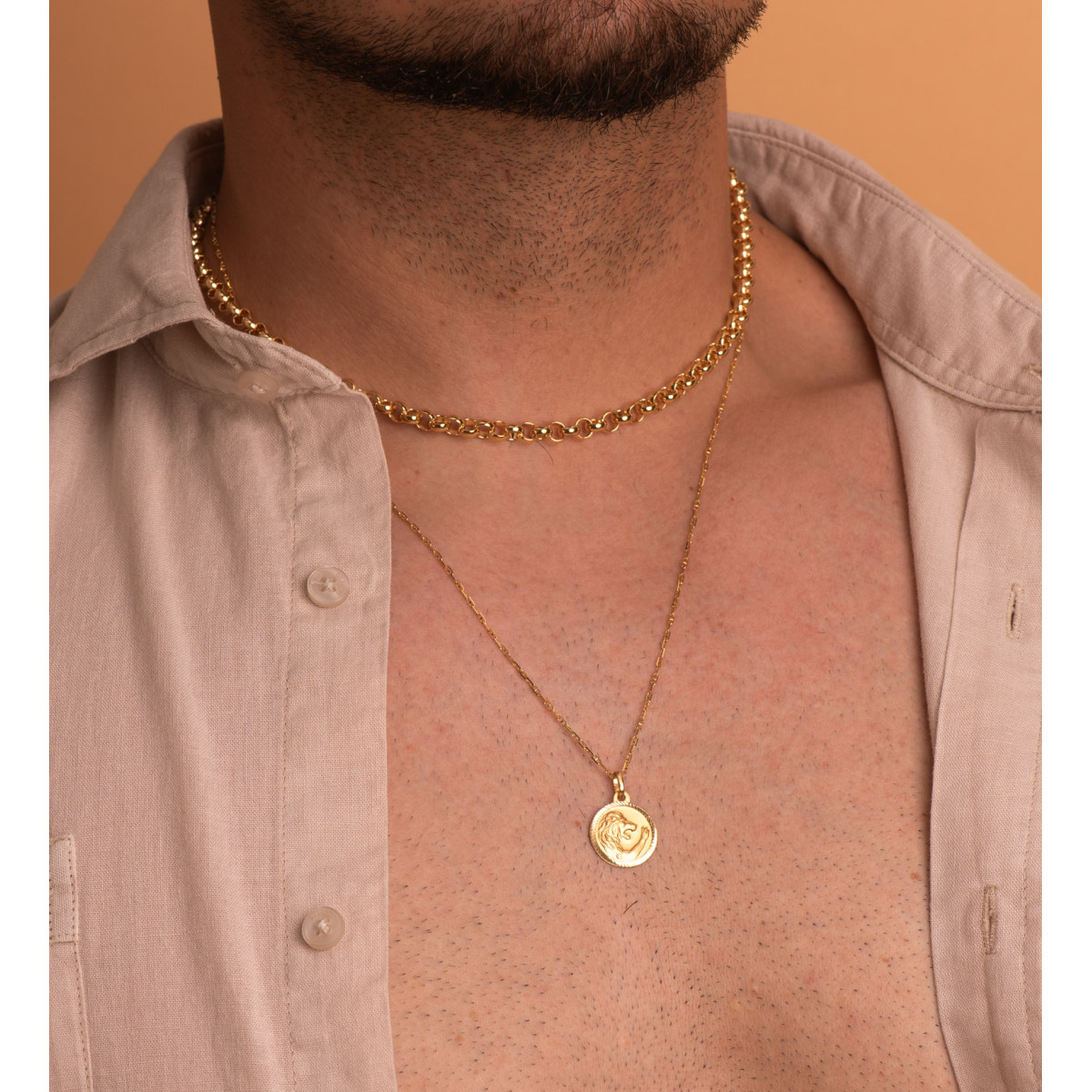 18K PLACA HOROSCOPO ORO AMARILLO LEO 16 MM
