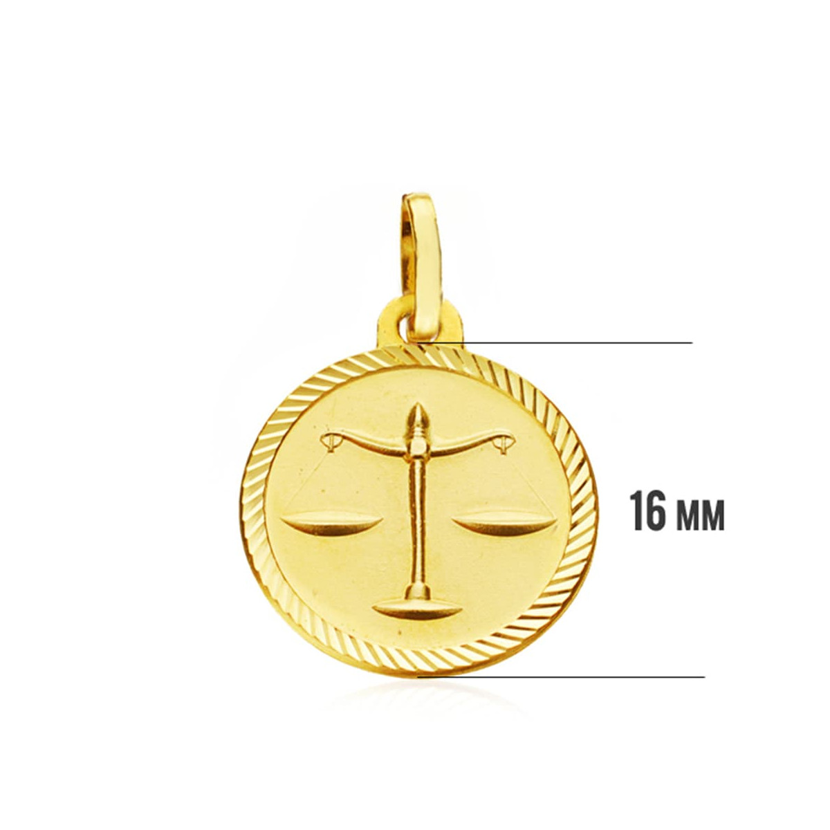 18K PLACA HOROSCOPO ORO AMARILLO LIBRA 16 MM