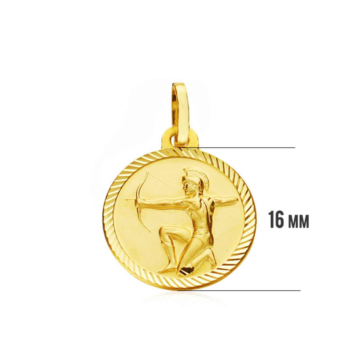 18K PLACA HOROSCOPO ORO AMARILLO SAGITARIO 16 MM