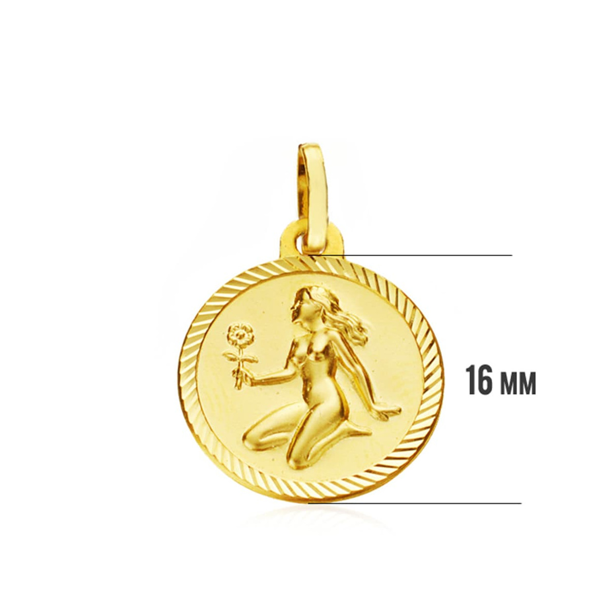 18K PLACA HOROSCOPO ORO AMARILLO VIRGO 16 MM