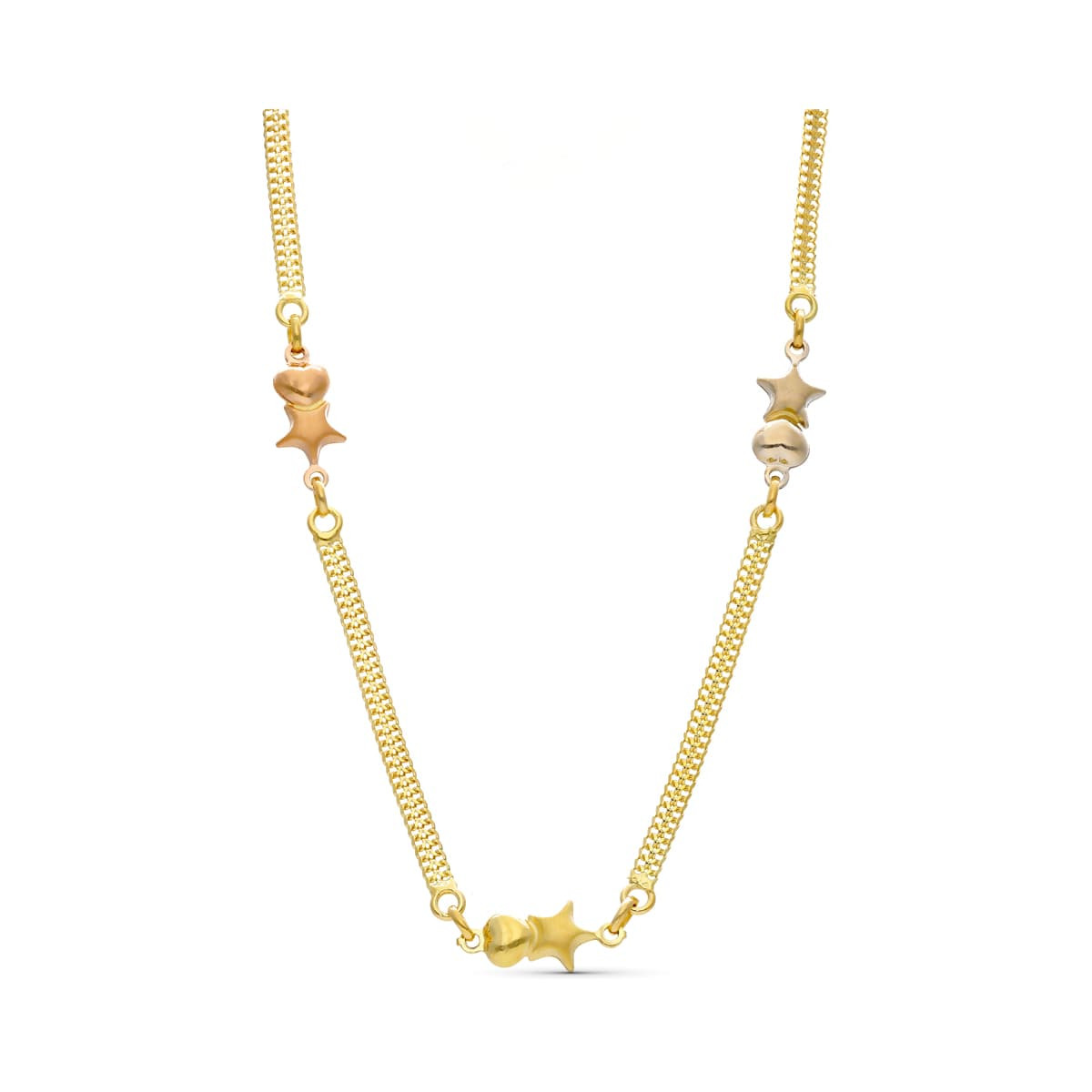 18K GARGANTILLA ORO TRICOLOR MALLA Y ESTRELLAS