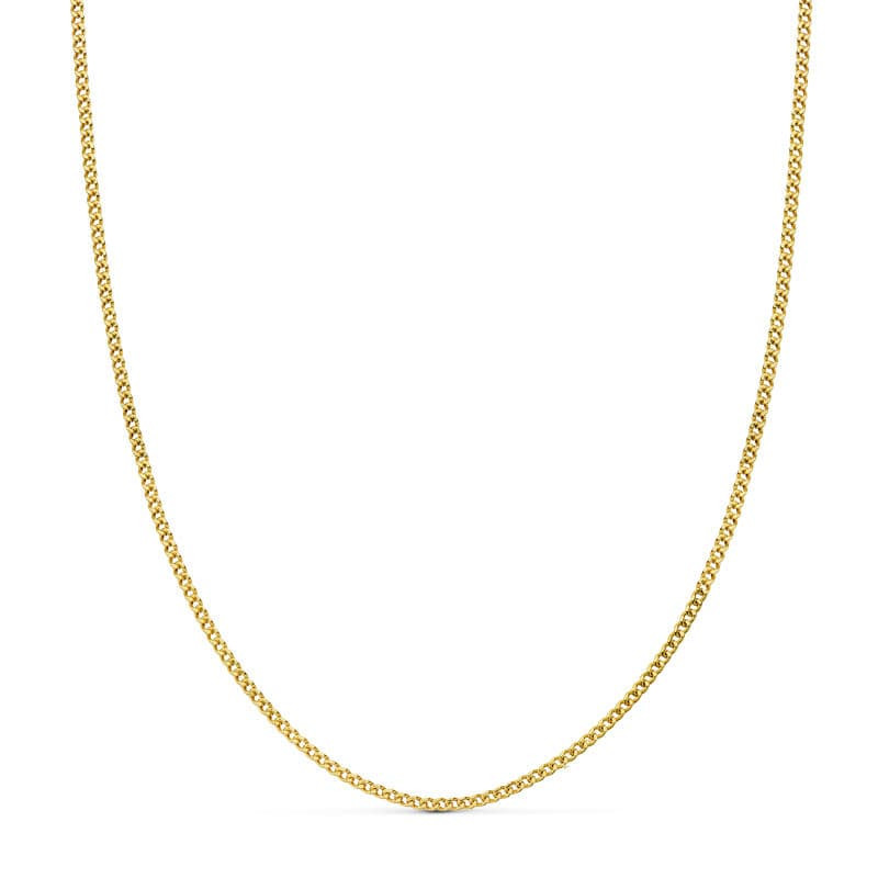 18K CADENA ORO AMARILLO BARBADA HUECA 45CM ANCHO 1.5 MM