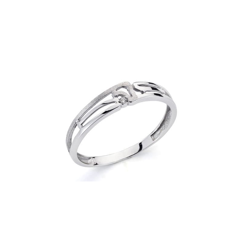 18K SORTIJA ORO BLANCO Y DIAMANTE NATURAL  0.010  QTS. ANCHO: 4 MM