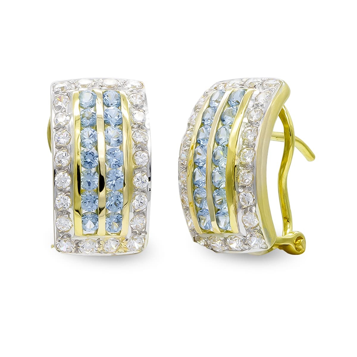 18K PENDIENTES ORO AMARILLO Y CIRCONITA CIERRE OMEGA