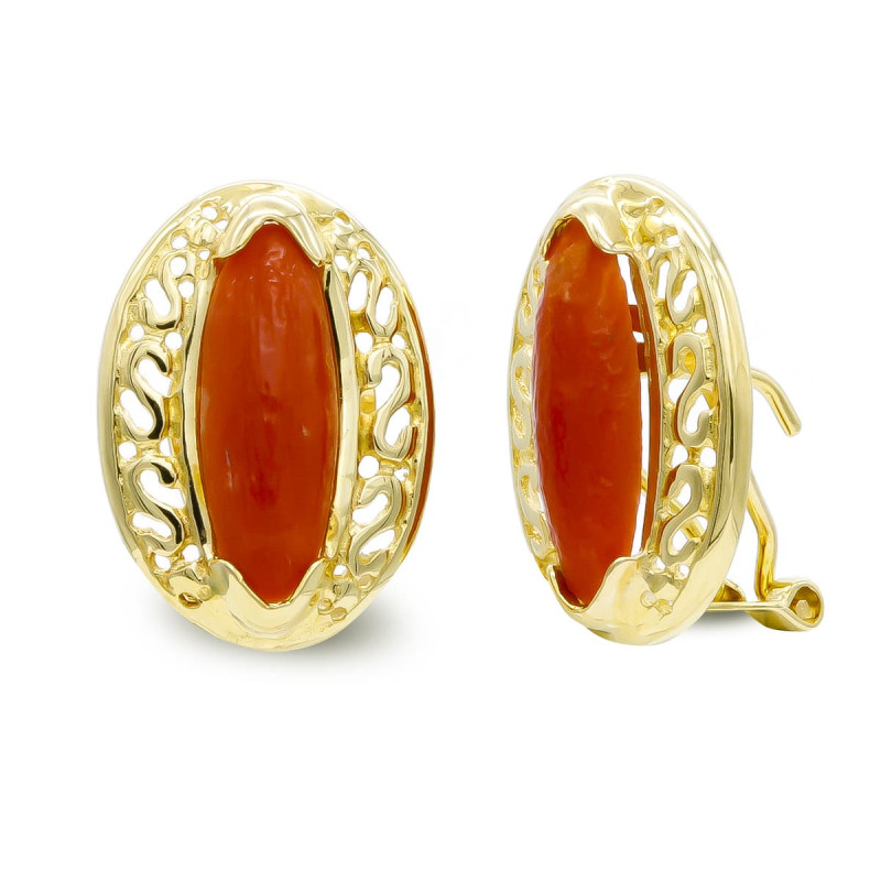 18K PENDIENTES ORO AMARILLO CORAL FINO 26X6 MM OMEGA