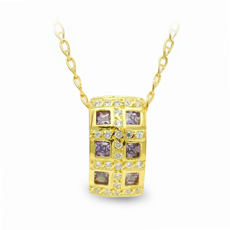 18K GARGANTILLA ORO AMARILLO CUADRA CON CIRCONITAS