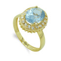 18K SORTIJA ORO AMARILLO PIEDRA OVAL Y CIRCONITAS. MEDIDA: 13 X 11MM