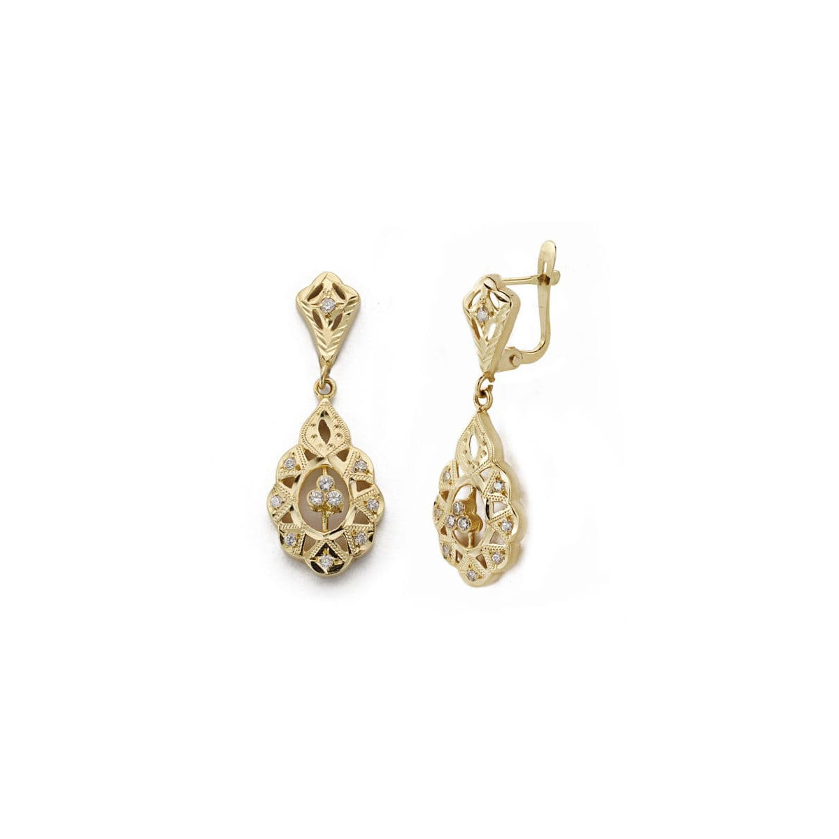 18K PENDIENTES ORO AMARILLO CUBANAS 32X11 MM CIERRE CATALAN