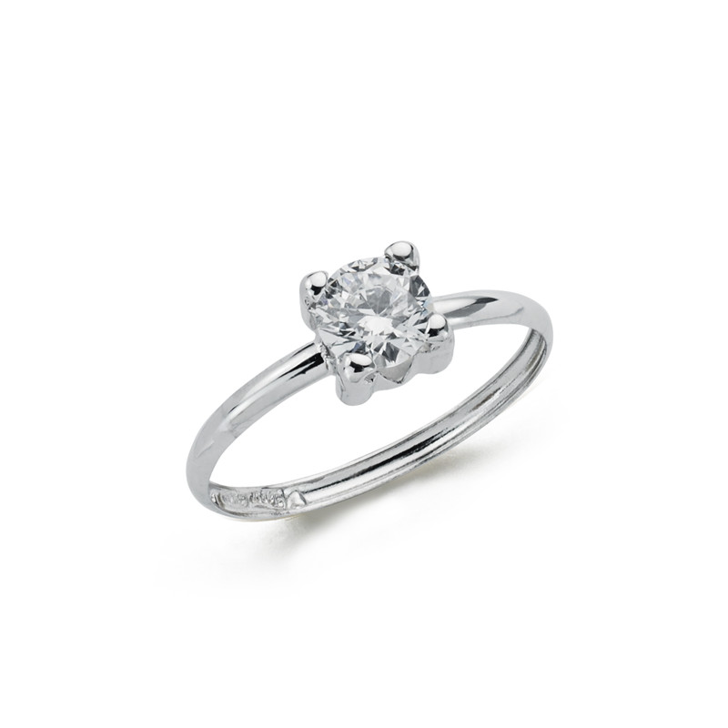 9K SOLITARIO ORO BLANCO EN GARRAS CON CIRCONITA DE 5 MM