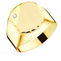 9K SELLO ORO AMARILLO CABALLERO HUECO EN BRILLO CON CIRCONITA CABEZA 13X11 MM