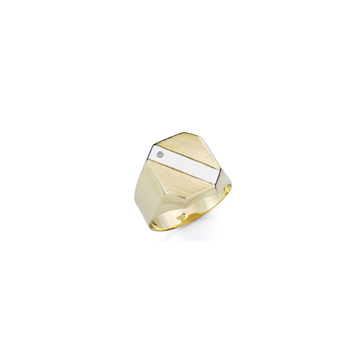 9K SELLO ORO AMARILLO BANDA ORO BLANCO CON CIRCONITA HUECO. MEDIDA: 17 X 13,5 MM