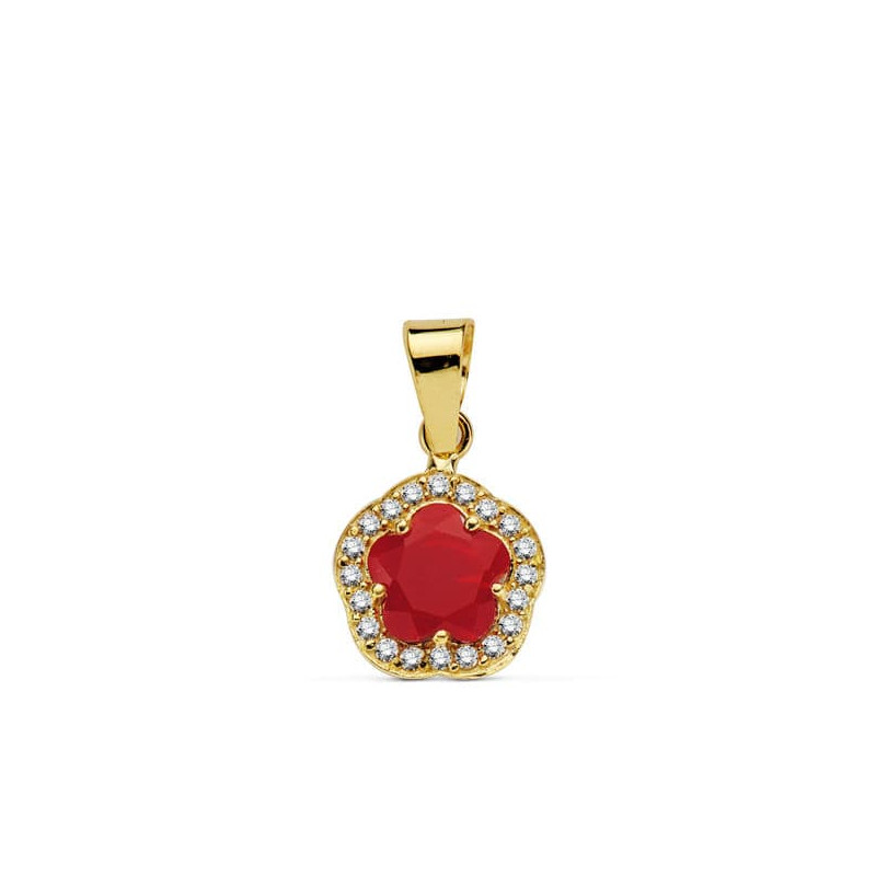 9K COLGANTE ORO AMARILLO ESTRELLA 9 MM PIEDRA COLOR