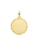 9K PLACA CHAPA DISCO LISO ORO AMARILLO MATE TALLADO 18 MM