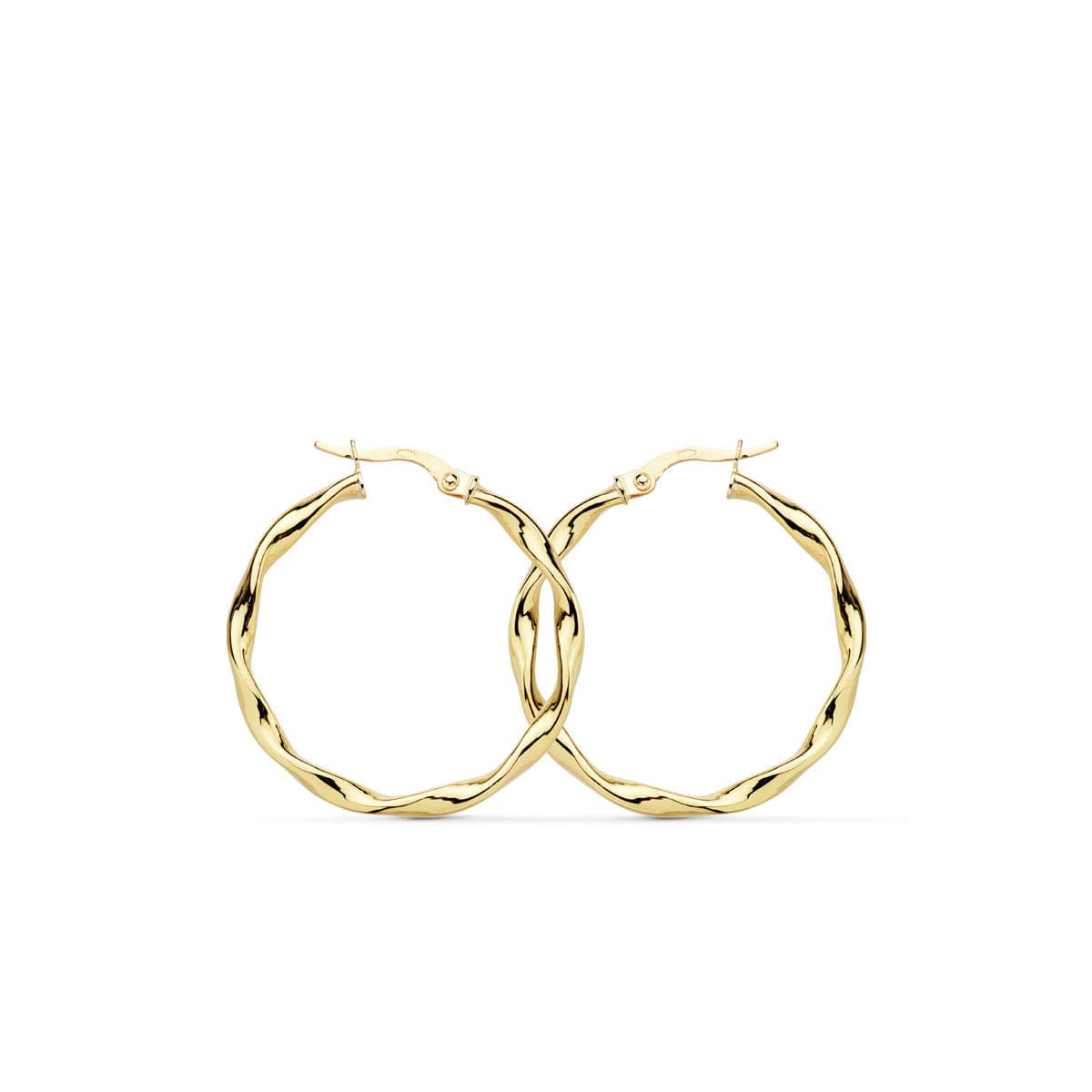 18K AROS ORO AMARILLO BRILLO RETORCIDOS 30X2.5 MM