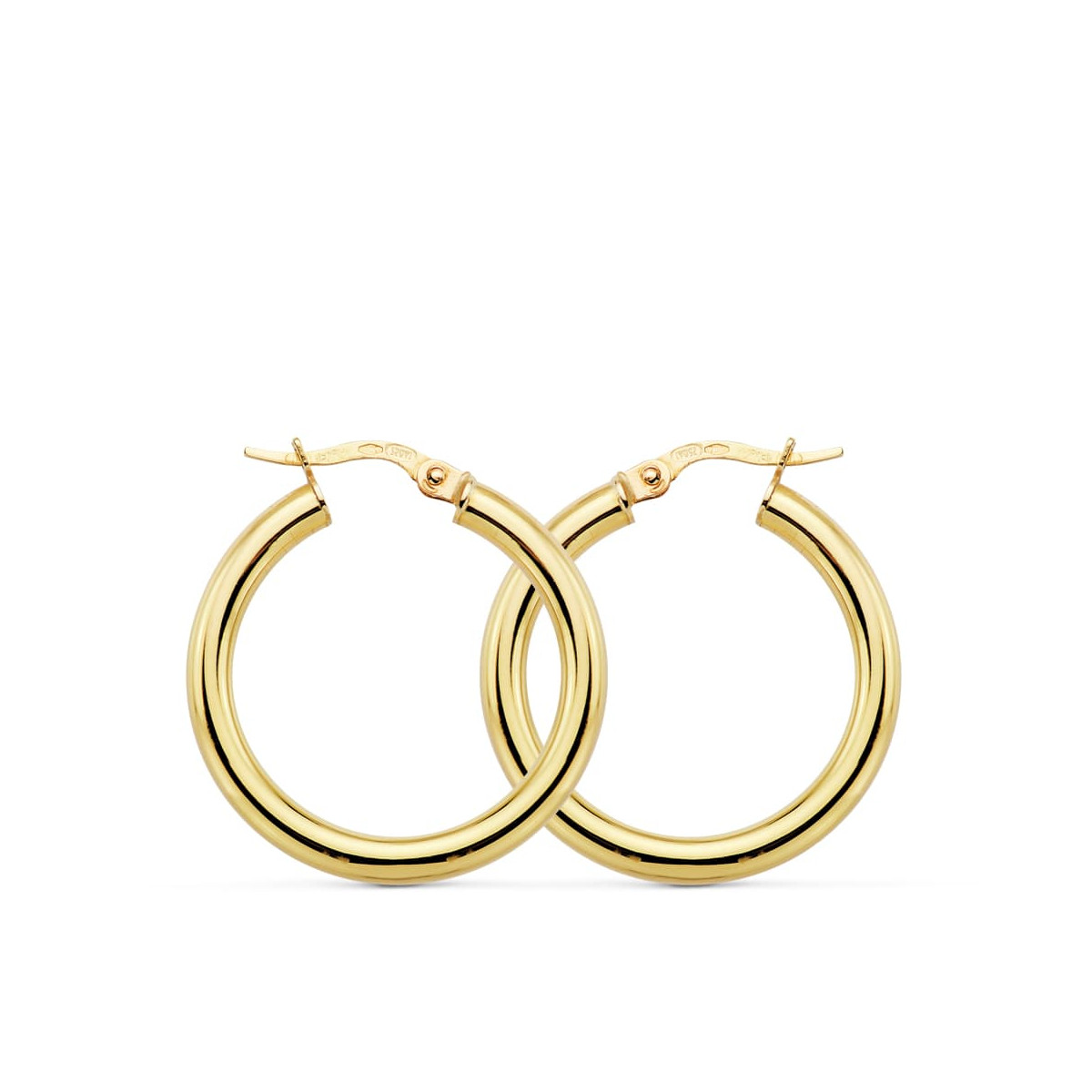 18K AROS ORO AMARILLO REDONDOS HUECOS 26X3 MM