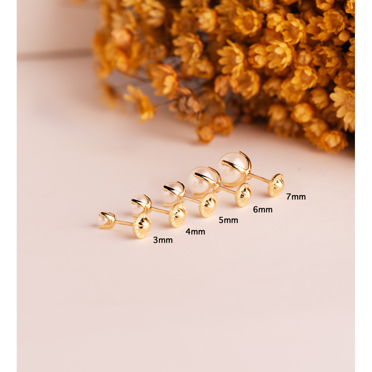 18K PENDIENTES ORO AMARILLO PERLA CON 4 GARRAS. MEDIDA: 6 MM. CIERRE TUERCA