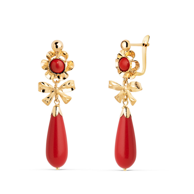 18K PENDIENTES CUBANAS ORO AMARILLO LAZO CORALINA. MEDIDA: 33X10 MM. CIERRE CATALAN