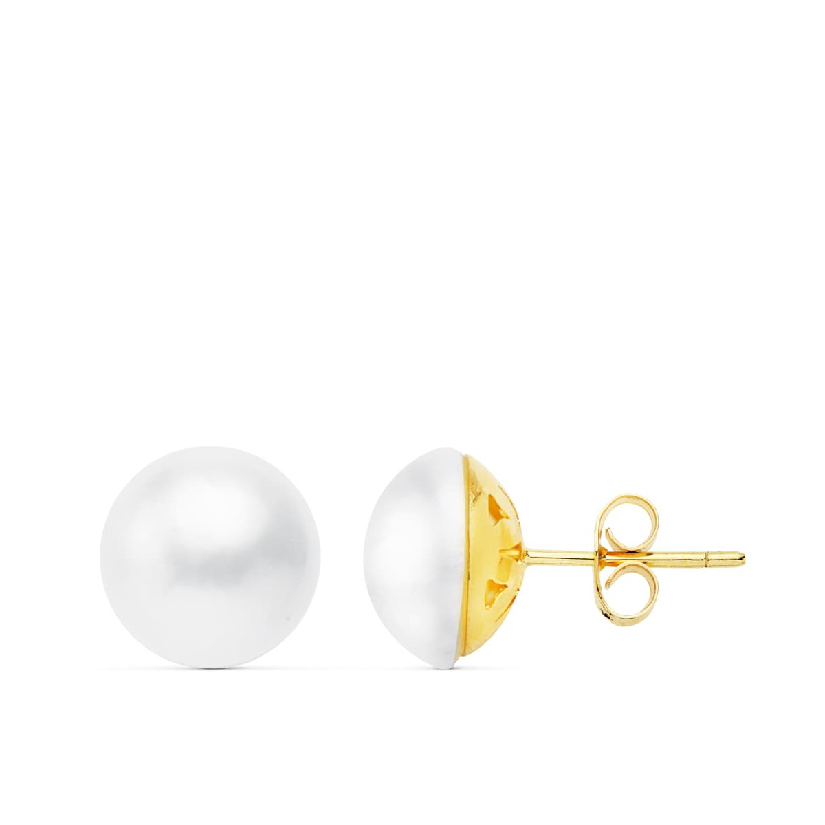 18K PENDIENTES JAPONESA ORO AMARILLO 11A 11.5 MM PRESION CIERRE PRESION